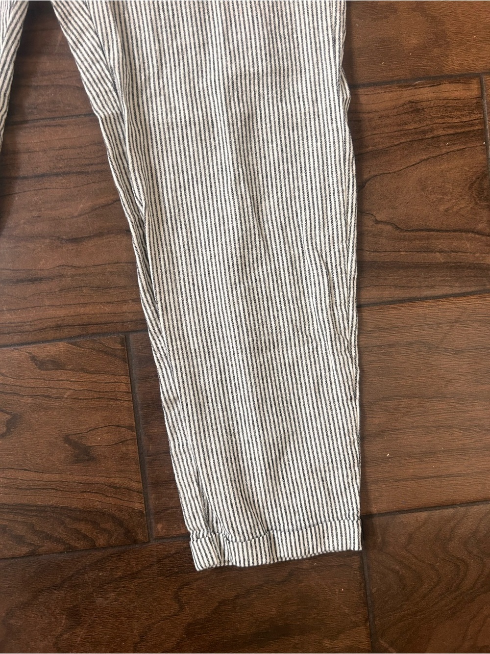 J. Crew Women's Straight Leg Drawstring Pants in Light Gray Pinstripe - Picture 5 of 8